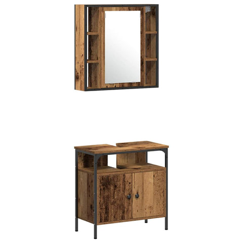 vidaXL Bathroom Furniture Set with Shelf 3 pcs Brown 60 x 30 x 60 cm