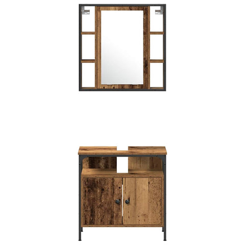 vidaXL Bathroom Furniture Set with Shelf 3 pcs Brown 60 x 30 x 60 cm
