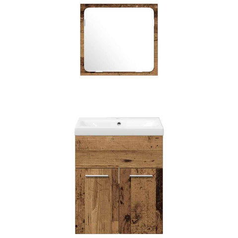 vidaXL Bathroom Furniture Set 4 pcs Old Wood 41 x 38.5 x 46 cm