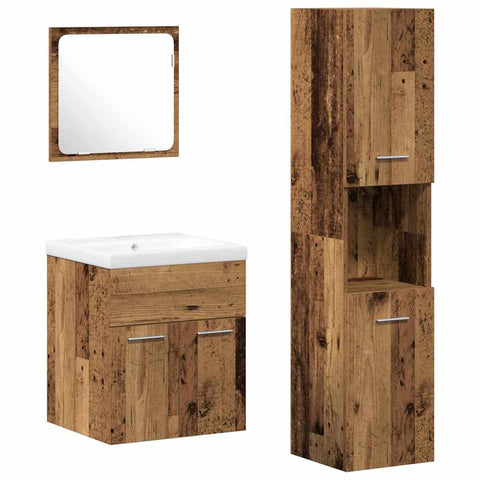 vidaXL Bathroom Furniture Set 4 pcs Old Wood 41 x 38.5 x 46 cm