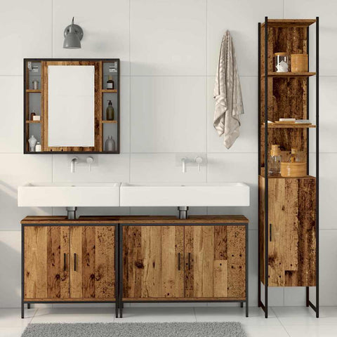 vidaXL Bathroom Furniture Set Other 4 pcs Brown 33 x 33 x 185.5 cm