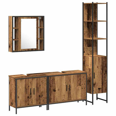 vidaXL Bathroom Furniture Set Other 4 pcs Brown 33 x 33 x 185.5 cm