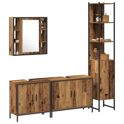 vidaXL Bathroom Furniture Set Other 4 pcs Brown 33 x 33 x 185.5 cm