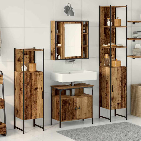 vidaXL Bathroom Furniture Set Other 4 pcs Old wood 33 x 33 x 185.5 cm