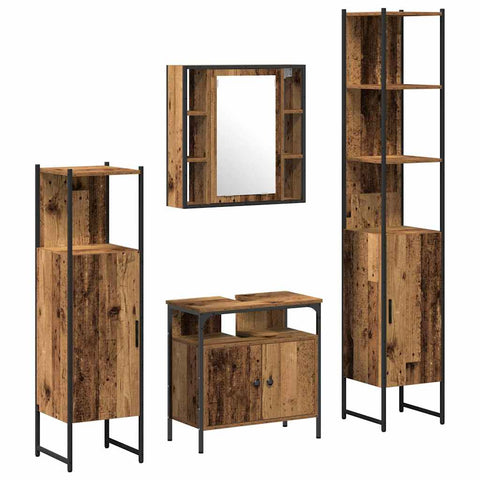 vidaXL Bathroom Furniture Set Other 4 pcs Old wood 33 x 33 x 185.5 cm