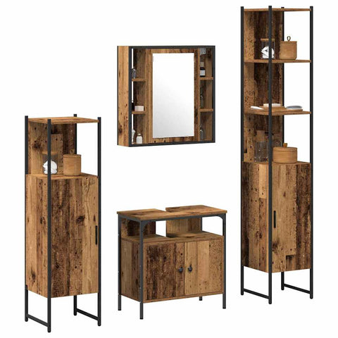 vidaXL Bathroom Furniture Set Other 4 pcs Old wood 33 x 33 x 185.5 cm