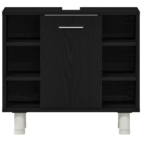 vidaXL Bathroom Furniture Set with Shelf 3 pcs Black 30 x 30 x 99.5 cm