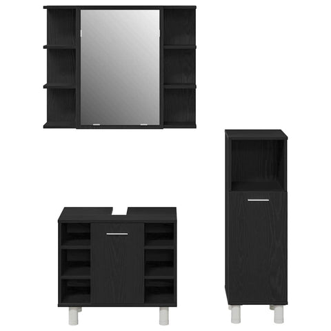 vidaXL Bathroom Furniture Set with Shelf 3 pcs Black 30 x 30 x 99.5 cm