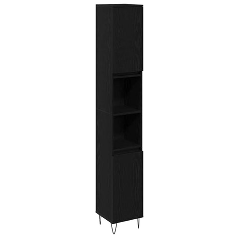 vidaXL 3 Piece Bathroom Furniture Set Black Oak Engineered Wood