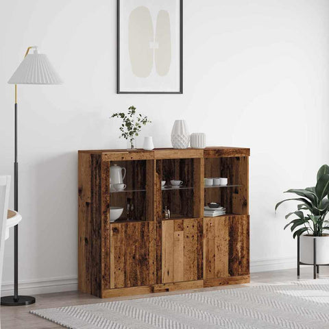vidaXL Sideboard 3 pcs Old wood 123 x 37 x 100 cm Engineered wood