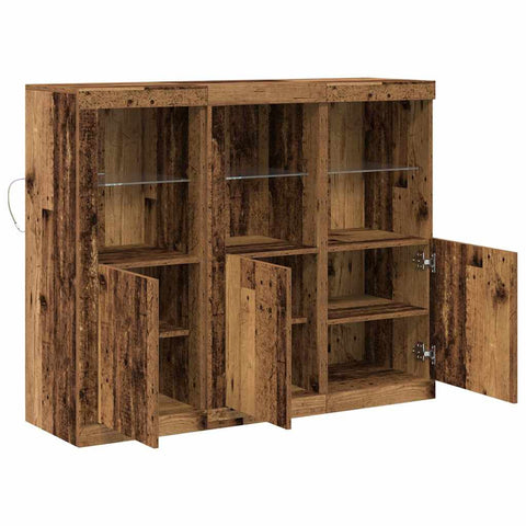 vidaXL Sideboard 3 pcs Old wood 123 x 37 x 100 cm Engineered wood