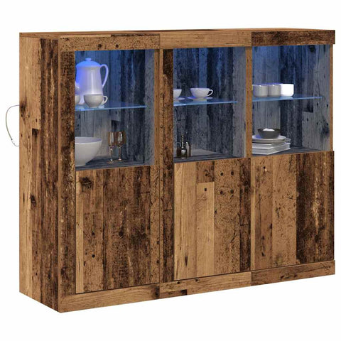 vidaXL Sideboard 3 pcs Old wood 123 x 37 x 100 cm Engineered wood