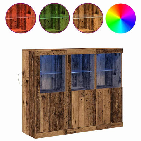 vidaXL Sideboard 3 pcs Old wood 123 x 37 x 100 cm Engineered wood