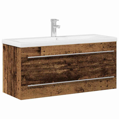vidaXL Sink Cabinet with Basin 2 pcs Old wood 100 x 38.5 x 48 cm