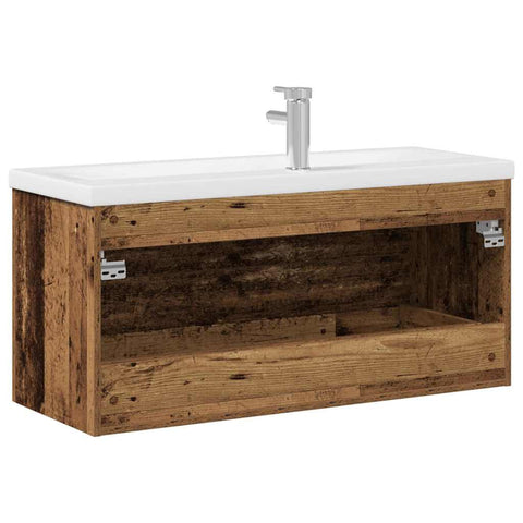 vidaXL Sink Cabinet with Basin 2 pcs Old wood 100 x 38.5 x 48 cm