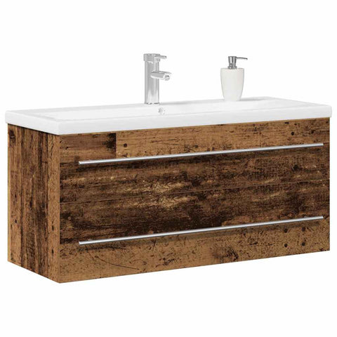 vidaXL Sink Cabinet with Basin 2 pcs Old wood 100 x 38.5 x 48 cm