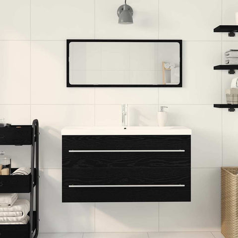 vidaXL Sink Cabinet with Basin 3 pcs Black oak 90 x 38.5 x 48 cm
