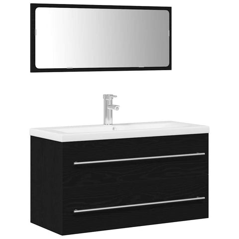 vidaXL Sink Cabinet with Basin 3 pcs Black oak 90 x 38.5 x 48 cm
