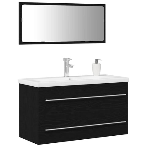 vidaXL Sink Cabinet with Basin 3 pcs Black oak 90 x 38.5 x 48 cm