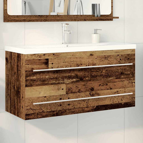 vidaXL Sink Cabinet with Basin 2 pcs Old wood 100 x 38.5 x 48 cm