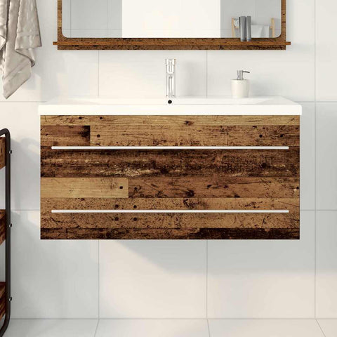 vidaXL Sink Cabinet with Basin 2 pcs Old wood 100 x 38.5 x 48 cm