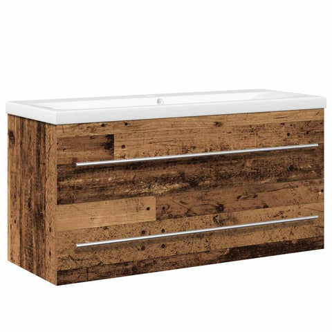 vidaXL Sink Cabinet with Basin 2 pcs Old wood 100 x 38.5 x 48 cm