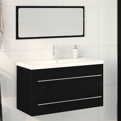 vidaXL Sink Cabinet with Basin 3 pcs Black oak 90 x 38.5 x 48 cm
