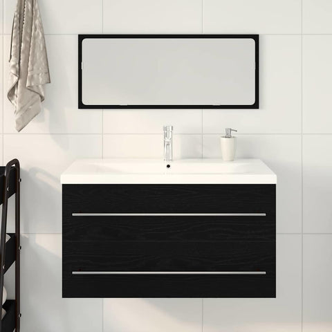 vidaXL Sink Cabinet with Basin 3 pcs Black oak 90 x 38.5 x 48 cm