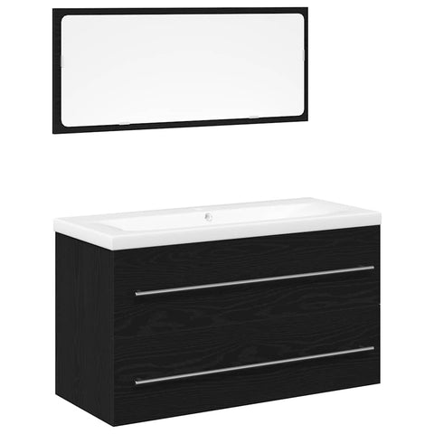 vidaXL Sink Cabinet with Basin 3 pcs Black oak 90 x 38.5 x 48 cm