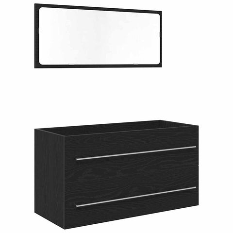 vidaXL Sink Cabinet with Basin 3 pcs Black oak 90 x 38.5 x 48 cm