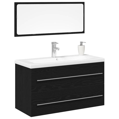 vidaXL Sink Cabinet with Basin 3 pcs Black oak 90 x 38.5 x 48 cm