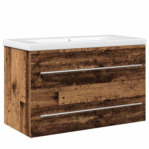 vidaXL Sink Cabinet with Basin 2 pcs Old wood 80 x 38.5 x 48 cm