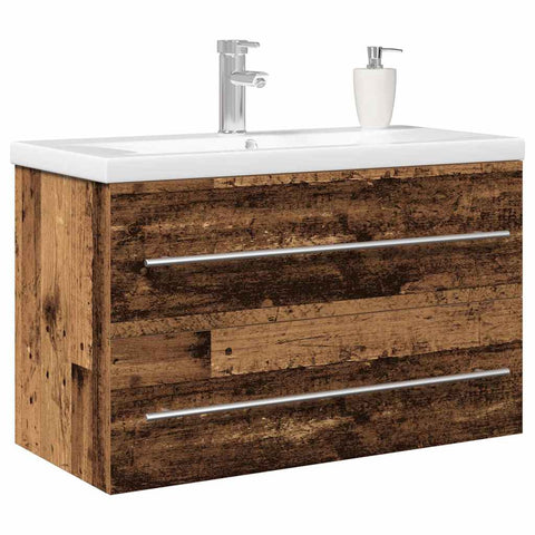 vidaXL Sink Cabinet with Basin 2 pcs Old wood 80 x 38.5 x 48 cm