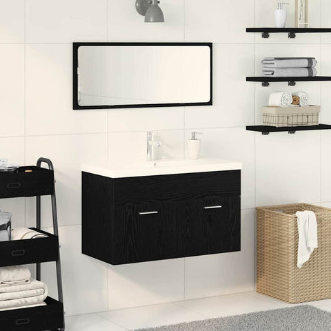 vidaXL Sink cabinet Black Oak 90 x 38.5 x 46 cm Engineered wood