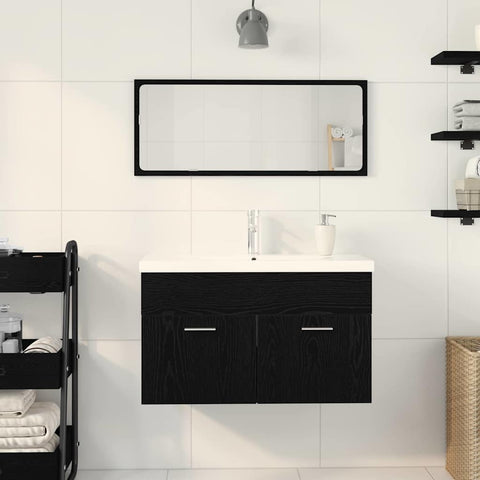 vidaXL Sink cabinet Black Oak 90 x 38.5 x 46 cm Engineered wood