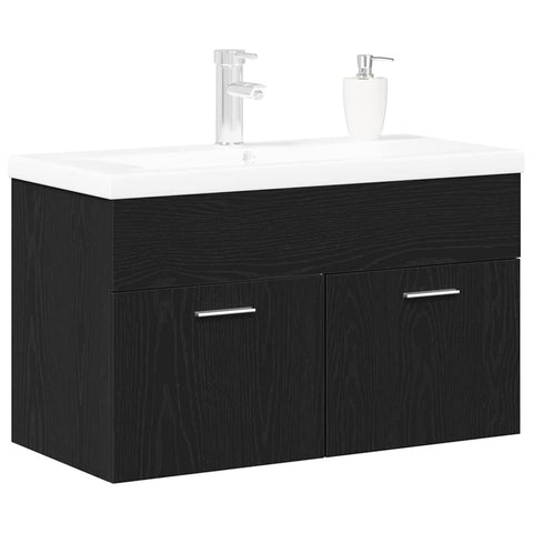 vidaXL Sink cabinet Black Oak 90 x 38.5 x 46 cm Engineered wood