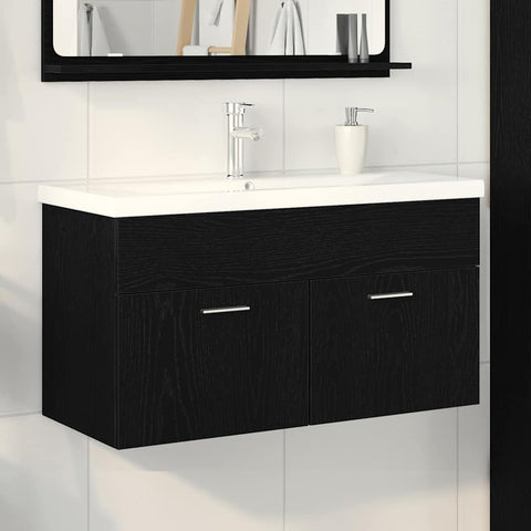 vidaXL Sink cabinet Black Oak 90 x 38.5 x 46 cm Engineered wood