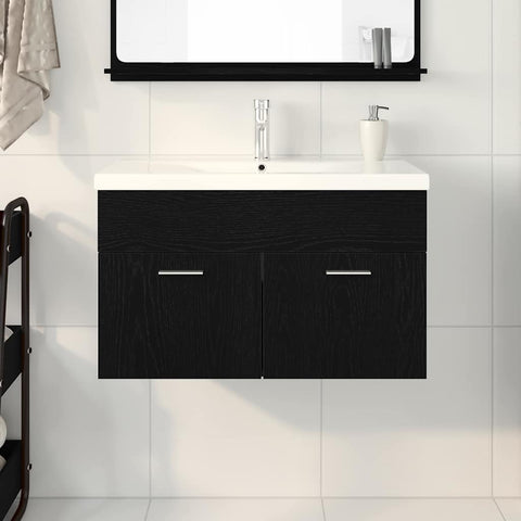 vidaXL Sink cabinet Black Oak 80 x 38.5 x 46 cm Engineered wood