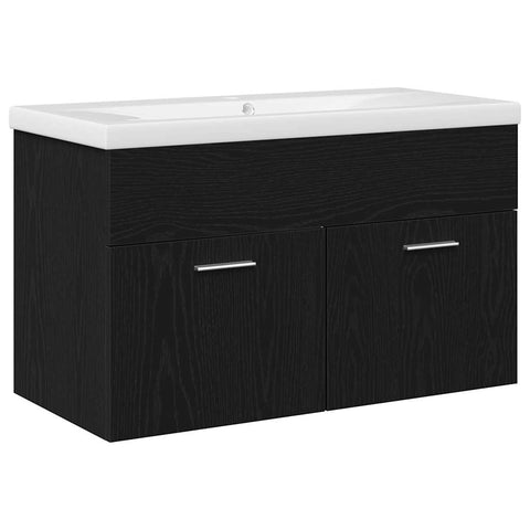 vidaXL Sink cabinet Black Oak 80 x 38.5 x 46 cm Engineered wood