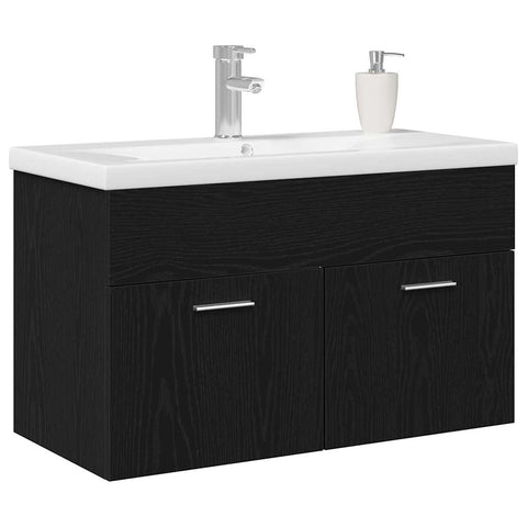 vidaXL Sink cabinet Black Oak 80 x 38.5 x 46 cm Engineered wood