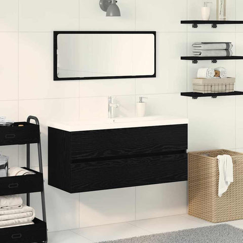vidaXL Sink Cabinet Black oak 90 x 39 x 62 cm Engineered wood