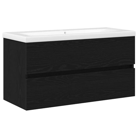 vidaXL Sink Cabinet Black oak 90 x 39 x 62 cm Engineered wood