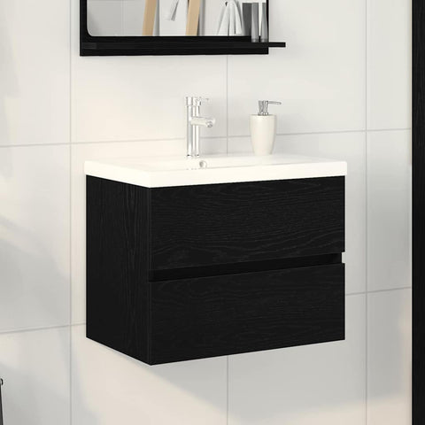 vidaXL Sink Cabinet Black oak 60 x 39 x 62 cm Engineered wood