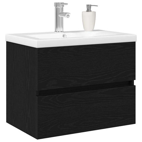 vidaXL Sink Cabinet Black oak 60 x 39 x 62 cm Engineered wood