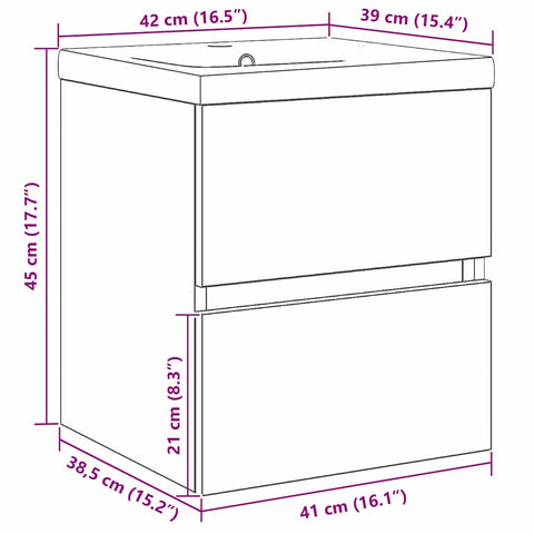 vidaXL Sink Cabinet Black oak 41 x 39 x 62 cm Engineered wood
