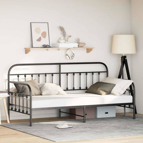 vidaXL Daybed Frame with Headboard Black 100 x 190 cm Steel