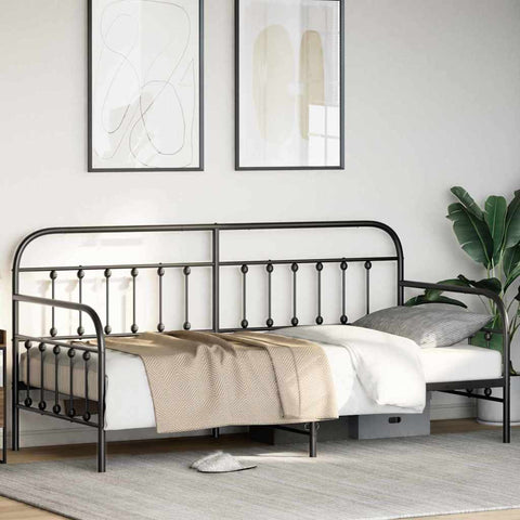 vidaXL Daybed Frame with Headboard Black 100 x 190 cm Steel