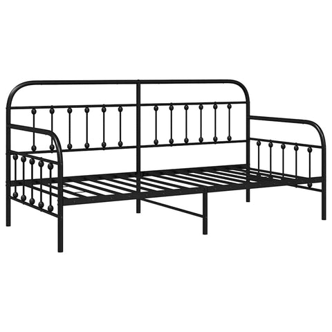 vidaXL Daybed Frame with Headboard Black 100 x 190 cm Steel