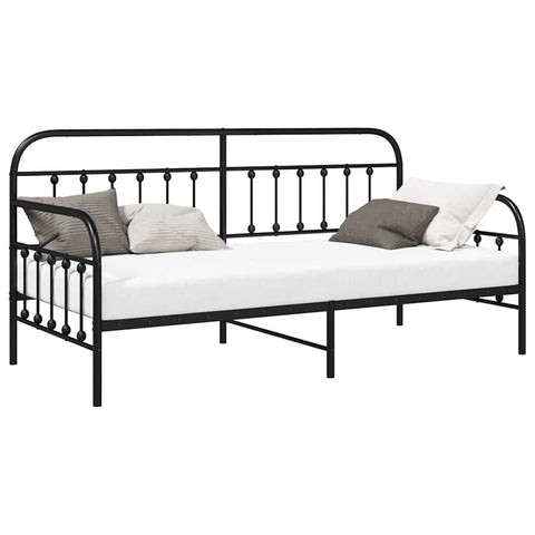vidaXL Daybed Frame with Headboard Black 100 x 190 cm Steel