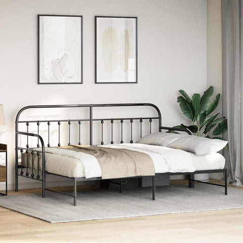 vidaXL Daybed Frame with Headboard Black 75 x 190 cm Steel